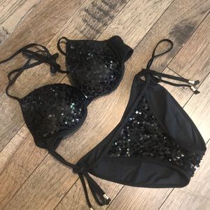 PINK Victoria’s Secret black sequin bikini